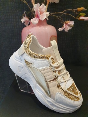 Sneakers wit goud glitter LS 765