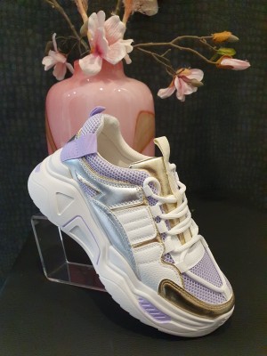 Sneakers wit zilver goud lila LS 765