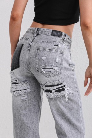 Tiktok ripped zara jeans grijs See See A2079