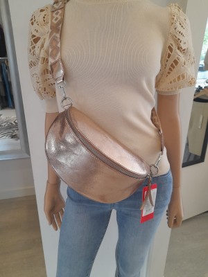 Crossbody mettalic tas rose gold 