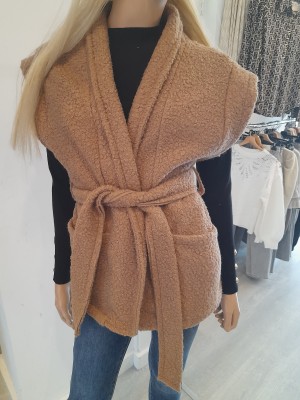 Strik teddybont gilet camel