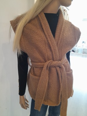 Strik teddybont gilet camel 