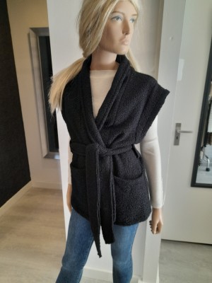 Strik teddybont gilet zwart