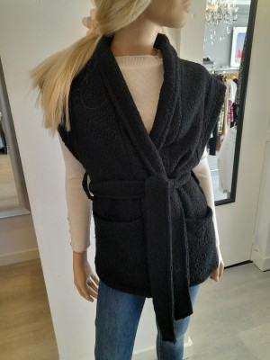 Strik teddybont gilet zwart