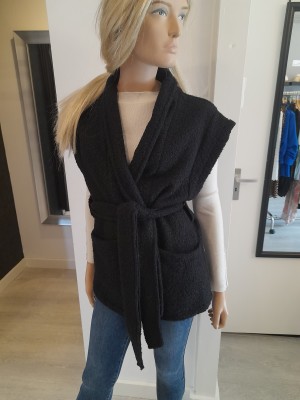 Strik teddybont gilet zwart 