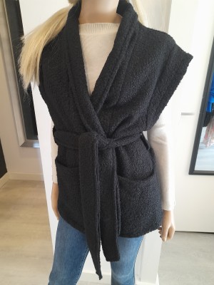 Strik teddybont gilet zwart