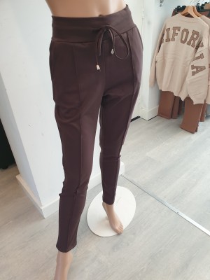 Strech jogging broek choco bruin art:21243