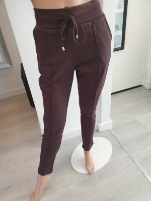 Strech jogging broek choco bruin art:21243