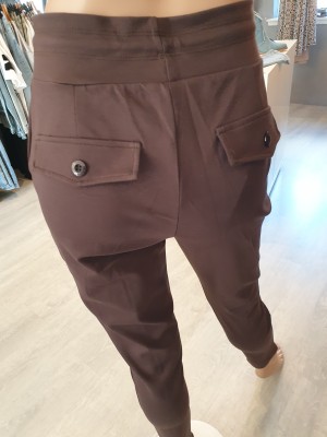 Strech jogging broek choco bruin art:21243